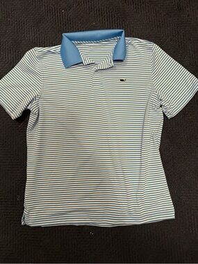 Boys Vineyard Vines Light Blue & White Striped Polo